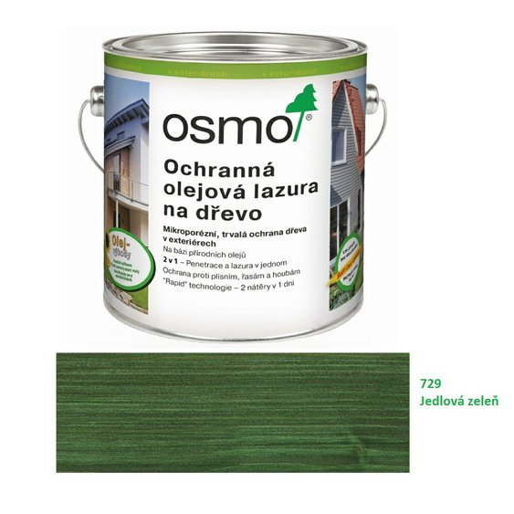 Ochranná olejová lazura OSMO -729 Jedlová zeleň
